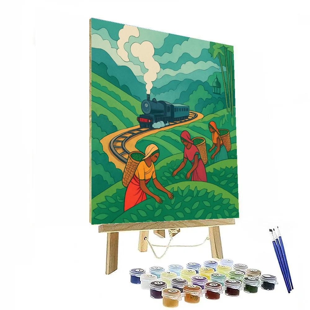 Monsoon Tea Garden India Panorama paint by number