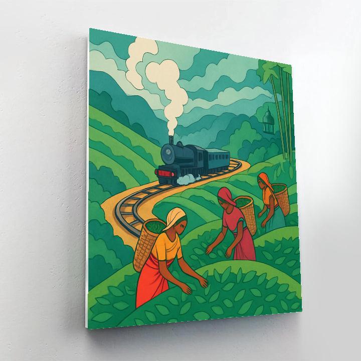 Monsoon Tea Garden India Panorama paint by number