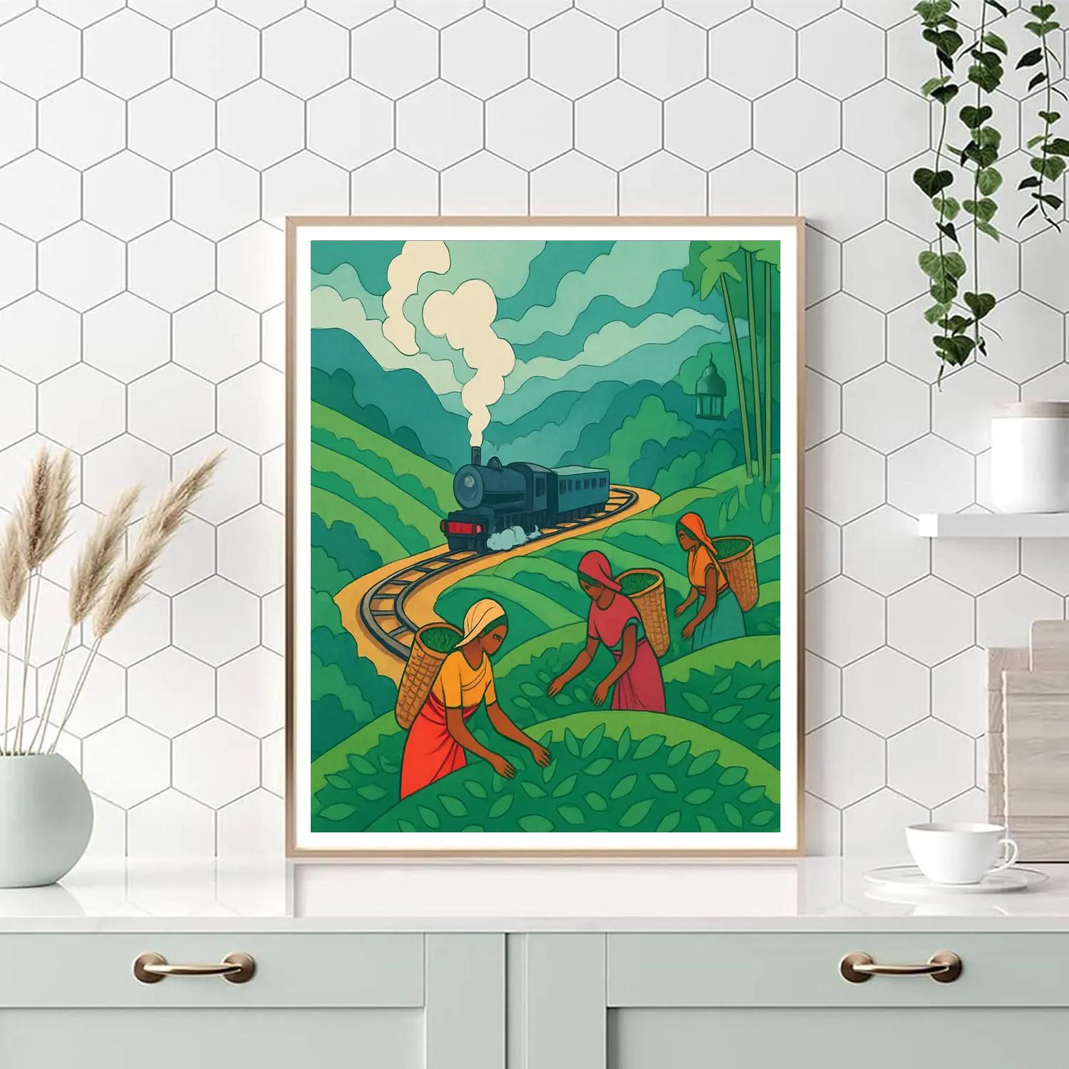 Monsoon Tea Garden India Panorama paint by number