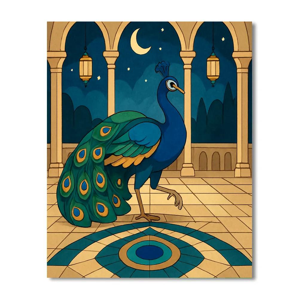 Starlit Pavilion With Peacock Mosaic painting number kit