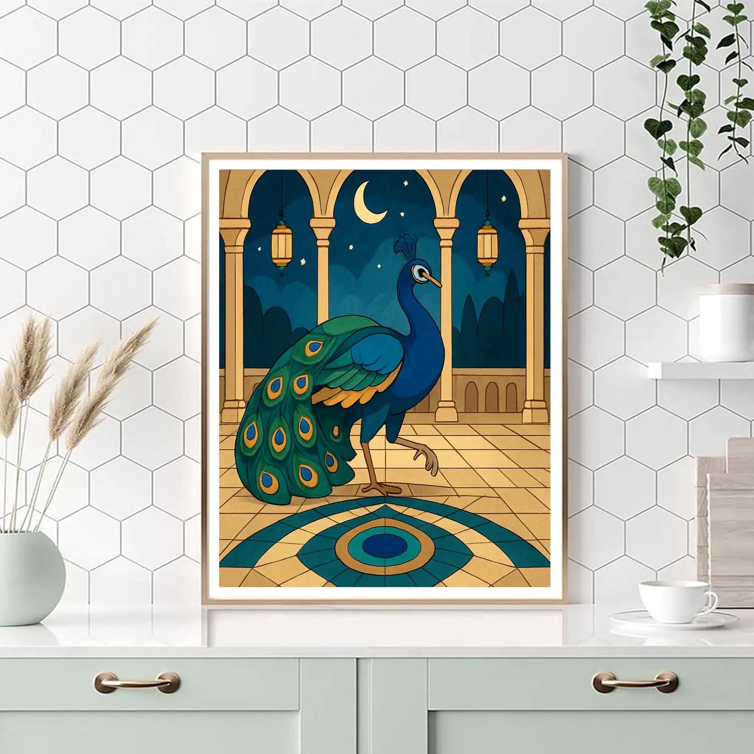Starlit Pavilion With Peacock Mosaic painting number kit