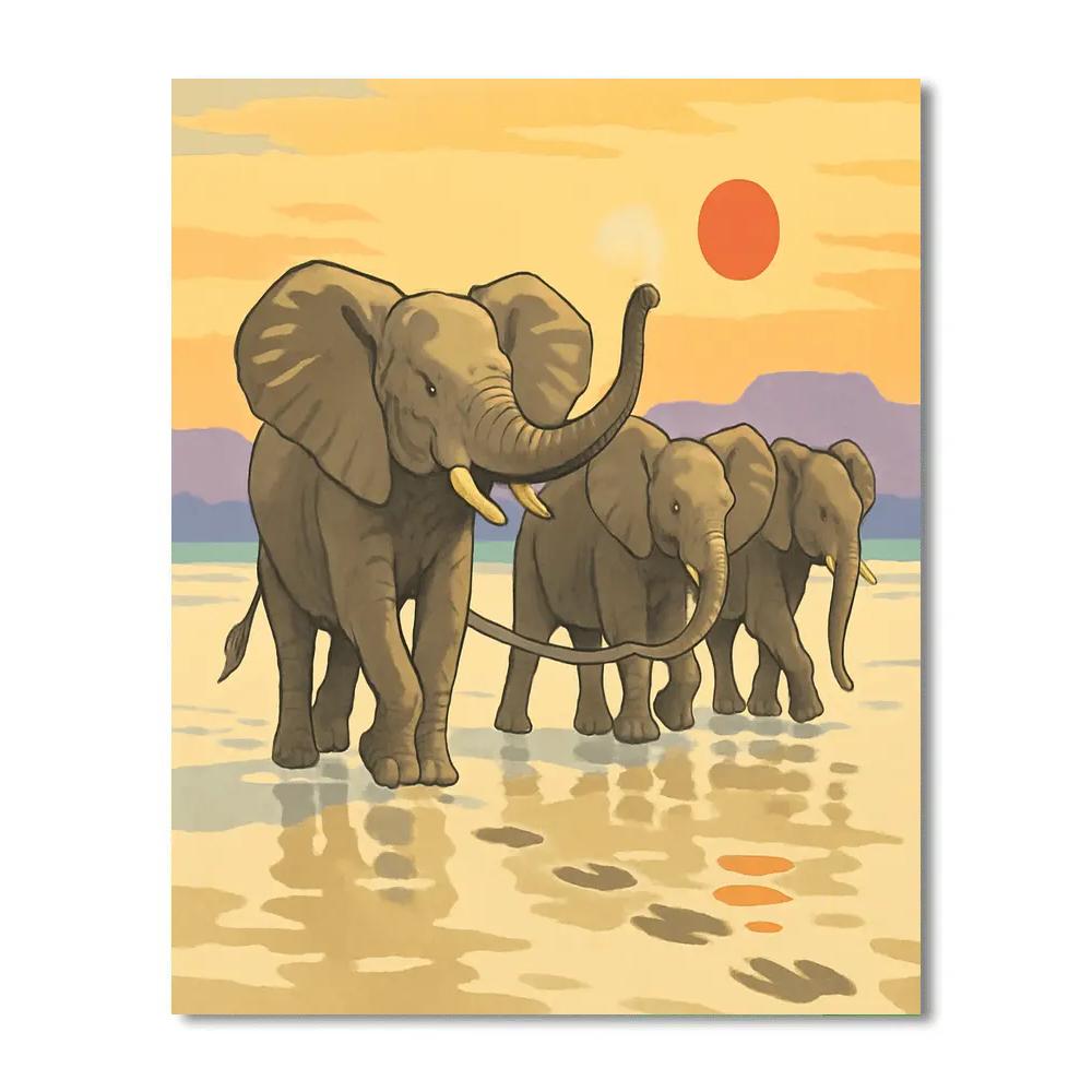 Salt Flat Mirage Elephant Parade Paint by numbers art