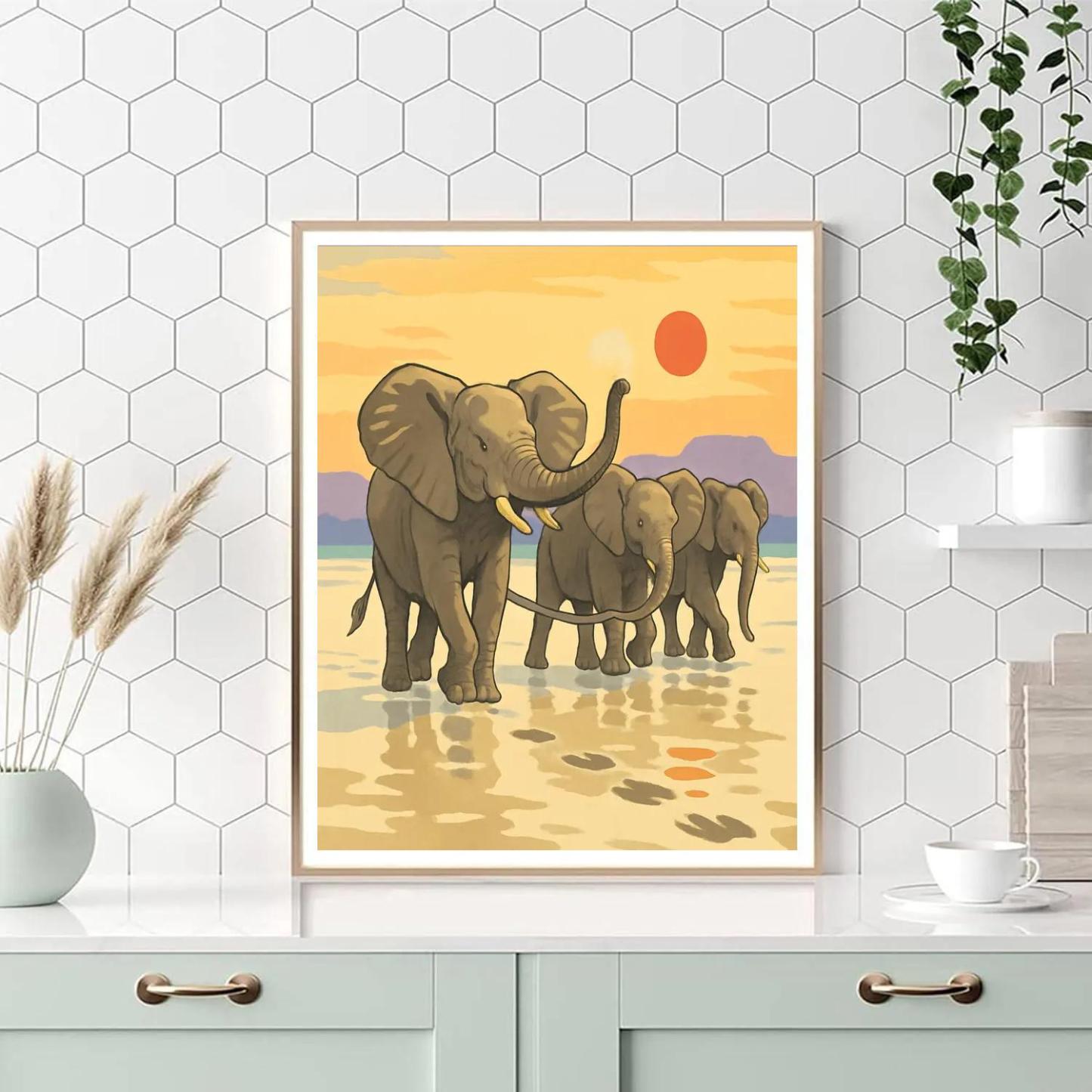 Salt Flat Mirage Elephant Parade Paint by numbers art