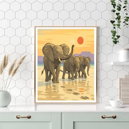 Salt Flat Mirage Elephant Parade Paint by numbers art