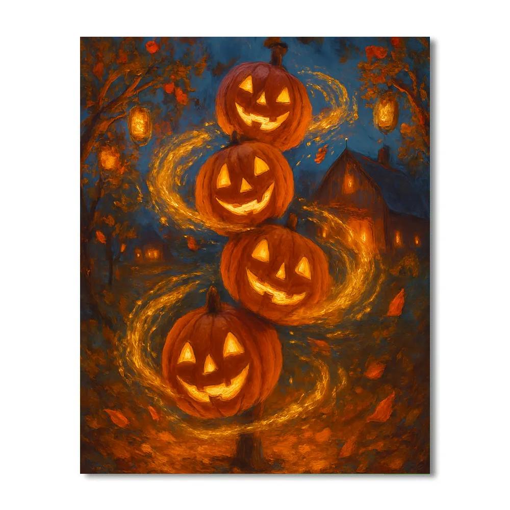 Jack O Lantern Carousel In The Orchard paint by numbers