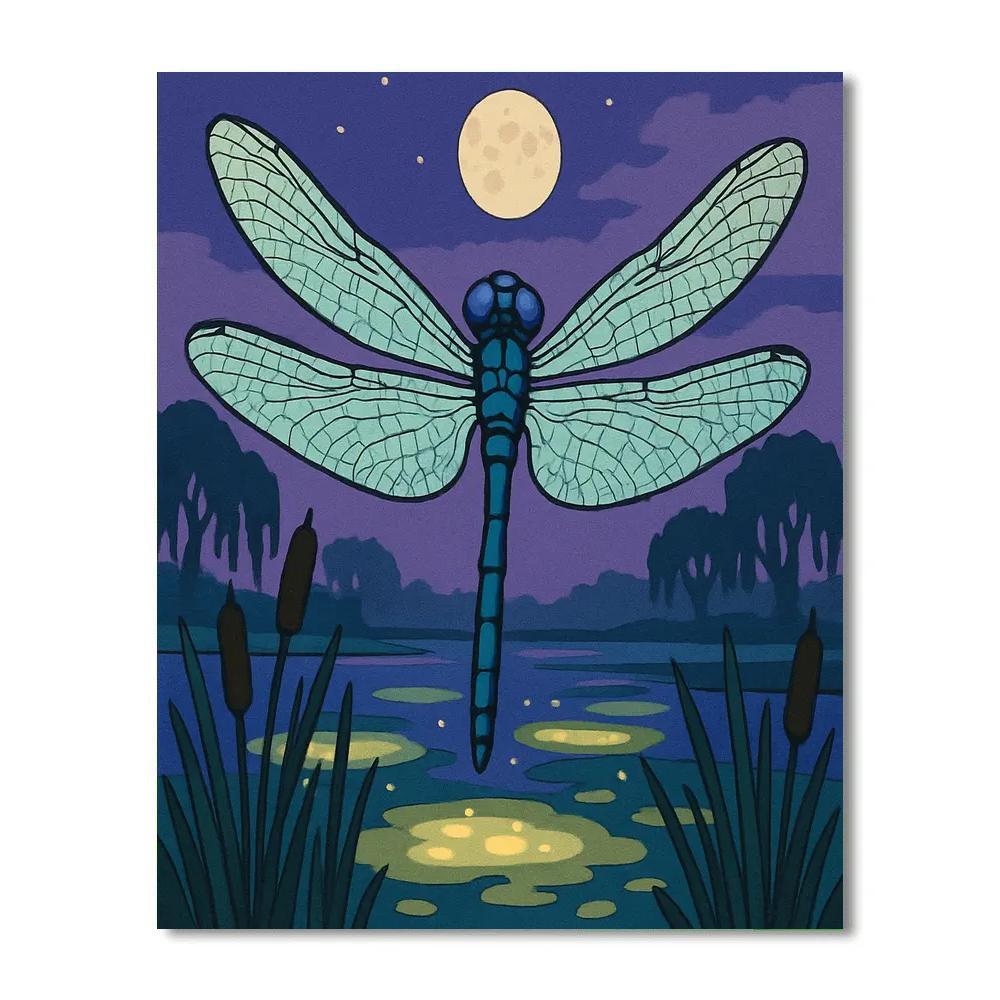 Marsh Lanterns With Dragonfly Hover Numbered painting kits