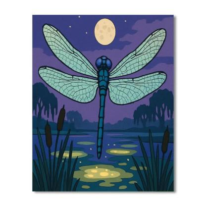 Marsh Lanterns With Dragonfly Hover Numbered painting kits