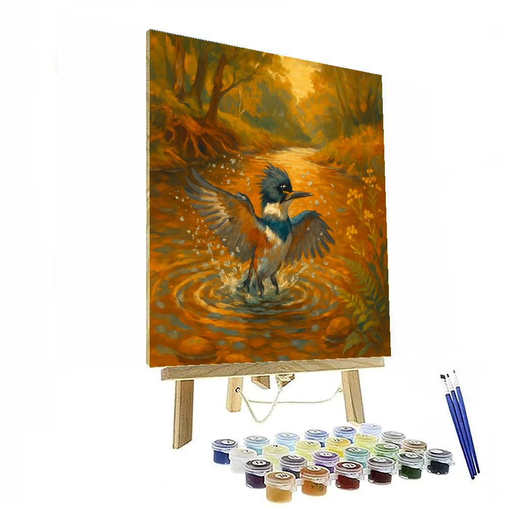 Kingfisher Splash In Amber Creek paint by number