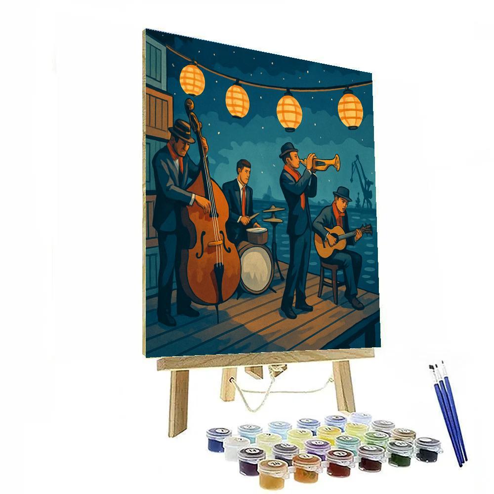 Harbor Lanterns With Jazz Echoes paint by number