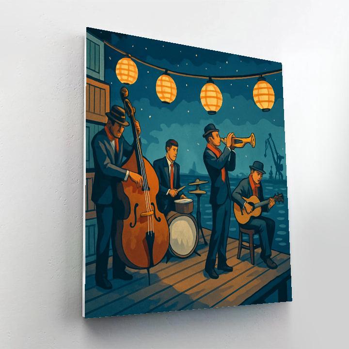 Harbor Lanterns With Jazz Echoes paint by number