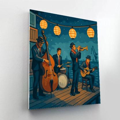 Harbor Lanterns With Jazz Echoes paint by number