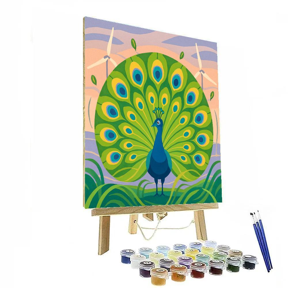 Iridescent Windgarden Peacock Display DIY paint by numbers