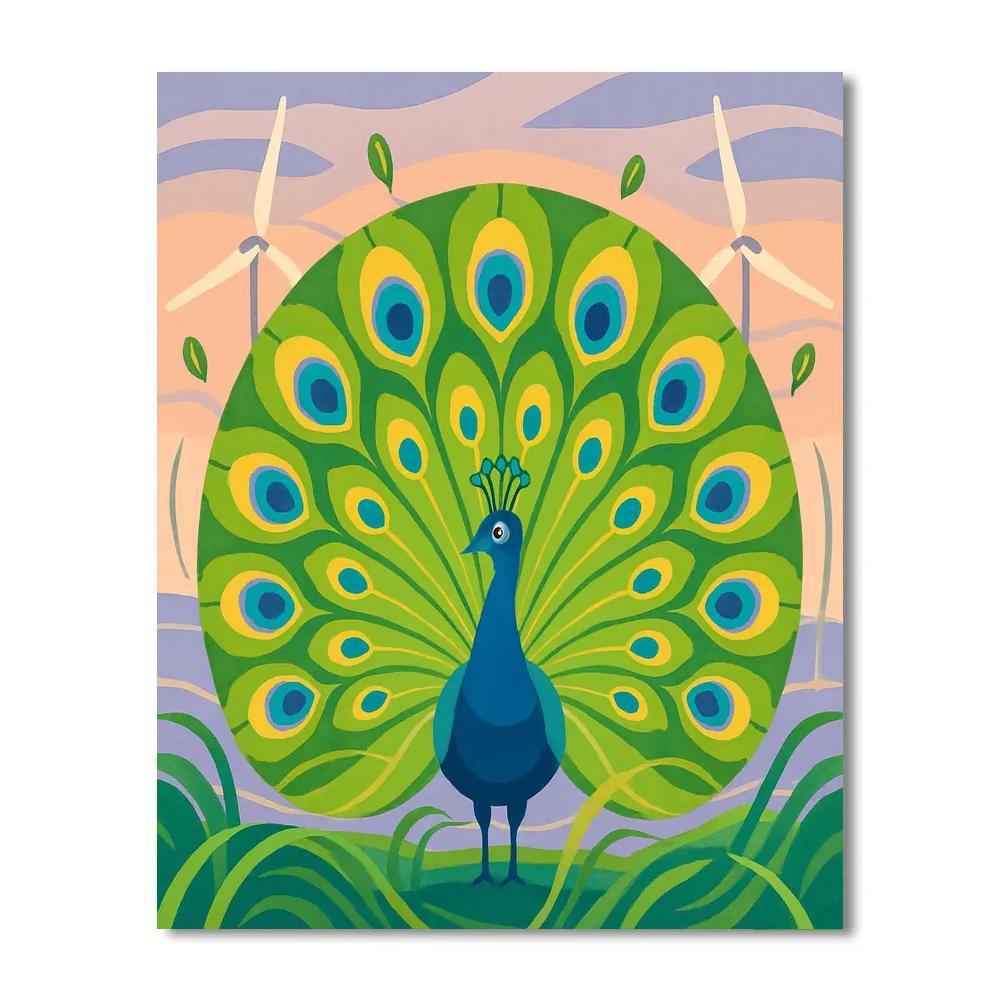 Iridescent Windgarden Peacock Display DIY paint by numbers