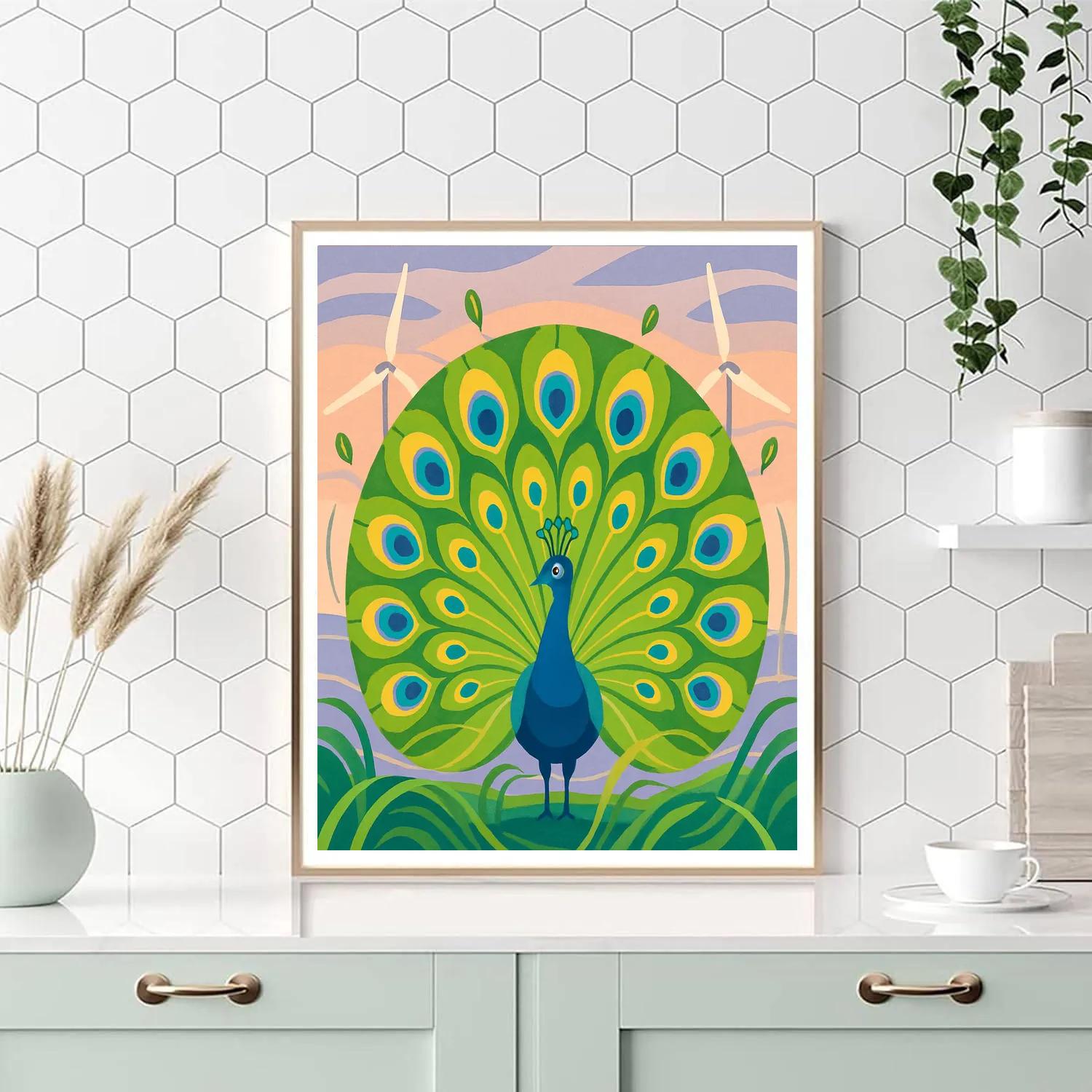 Iridescent Windgarden Peacock Display DIY paint by numbers