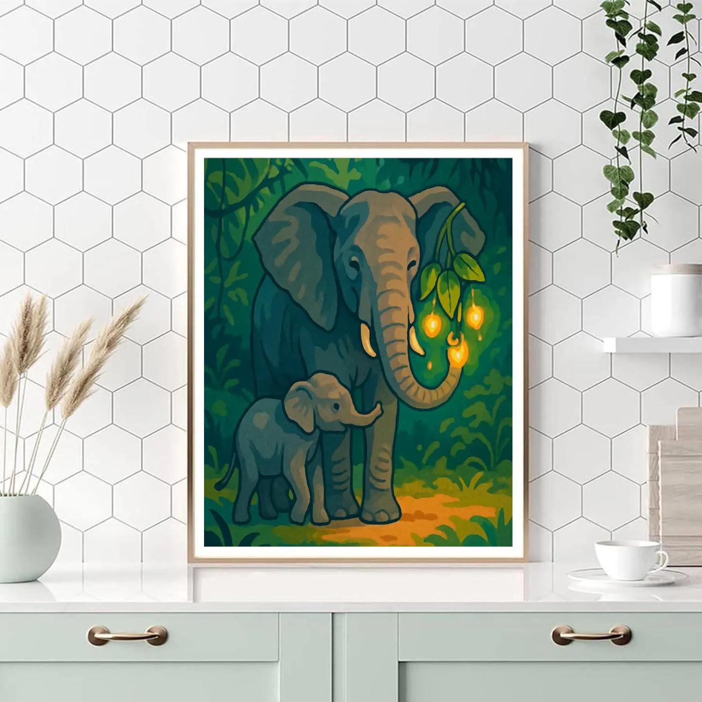 Canopy Lanterns With Elephant Guardian painting number kit