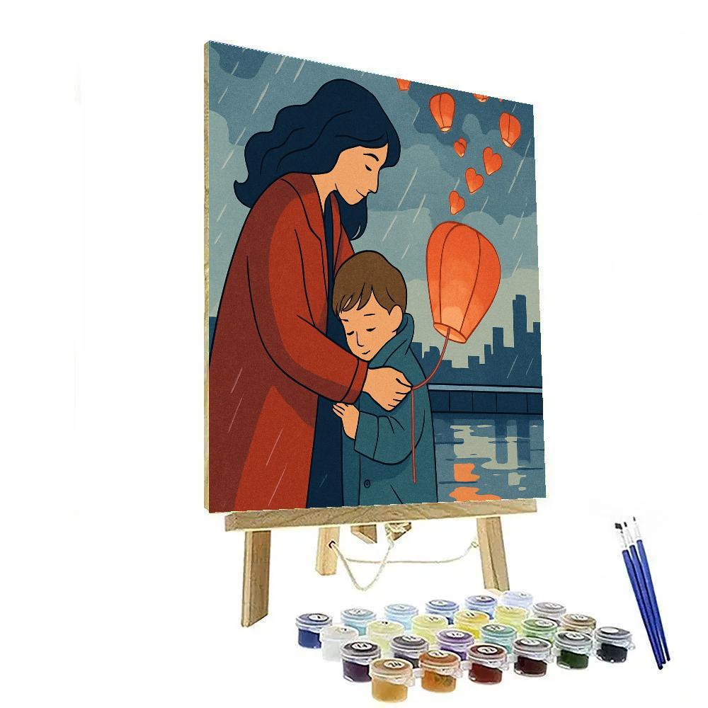 Paper Lanterns With Mother And Child Promise paint by color