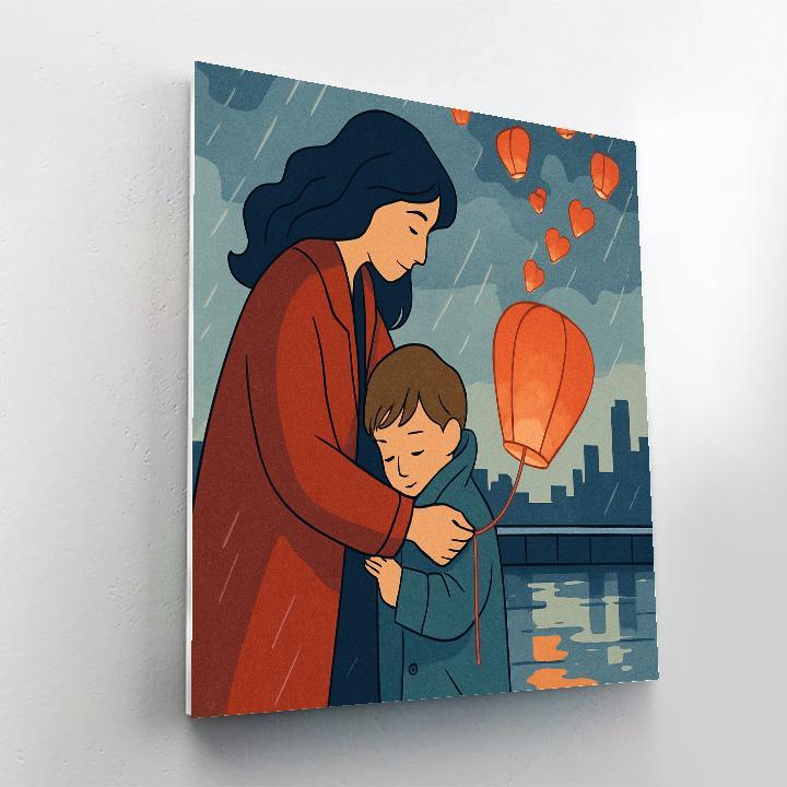 Paper Lanterns With Mother And Child Promise paint by color