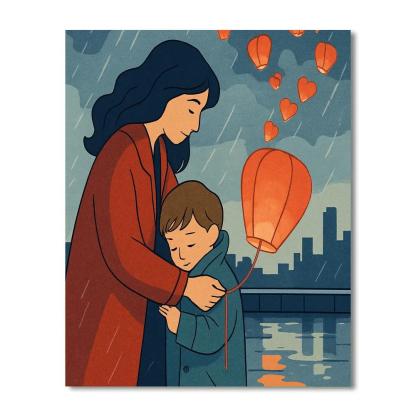 Paper Lanterns With Mother And Child Promise paint by color