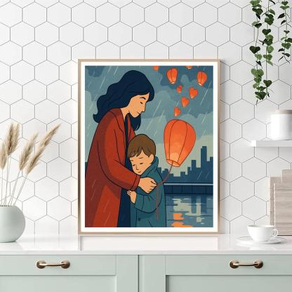Paper Lanterns With Mother And Child Promise paint by color