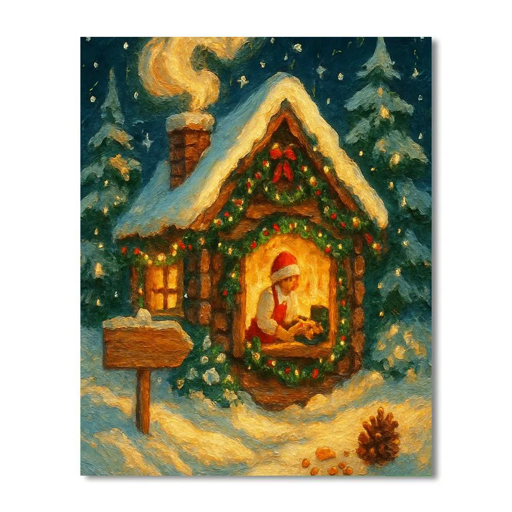 Midnight Bakery Cabin With Sugar Steam Paint by numbers kits