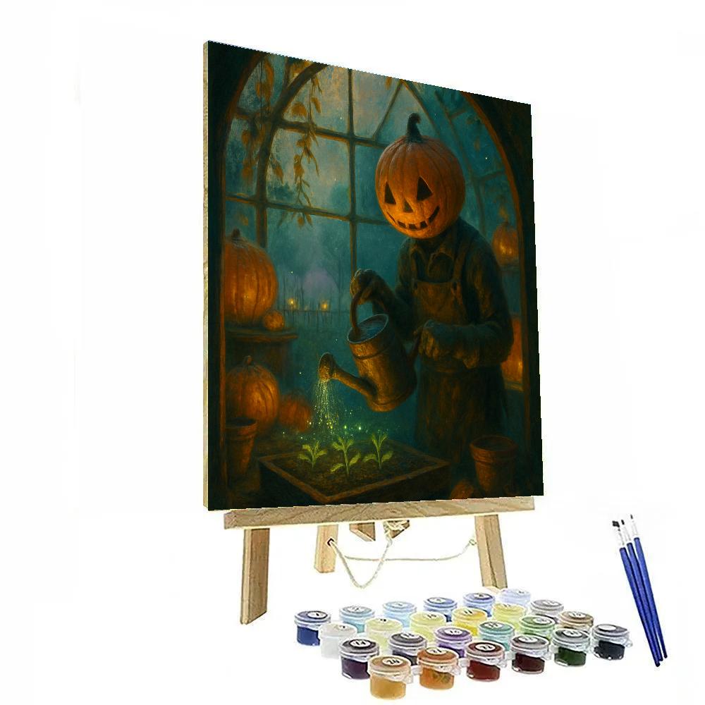 Haunted Greenhouse Of Glowing Gourds Numbered painting kits