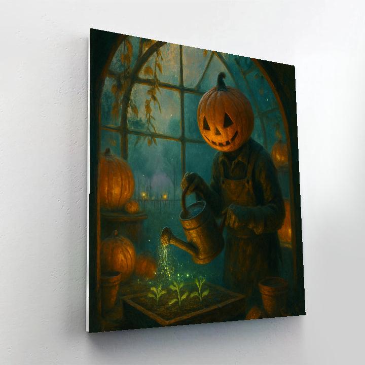 Haunted Greenhouse Of Glowing Gourds Numbered painting kits
