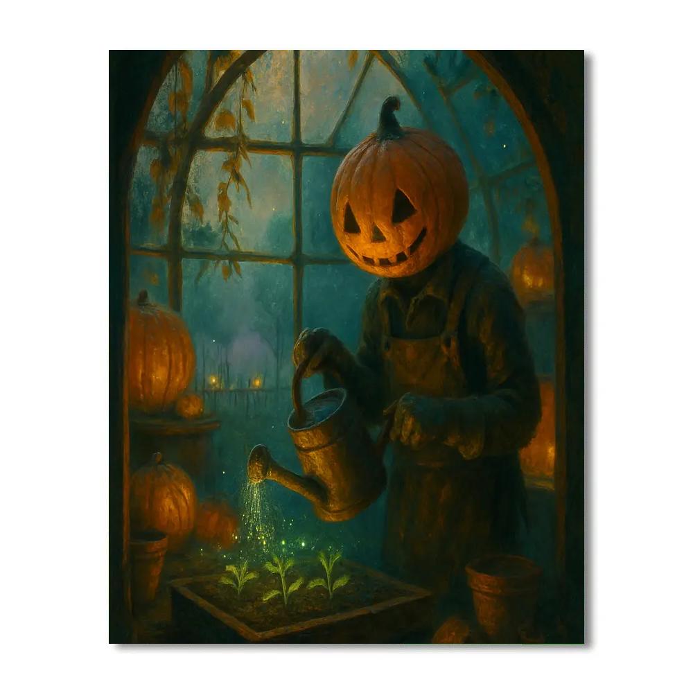 Haunted Greenhouse Of Glowing Gourds Numbered painting kits