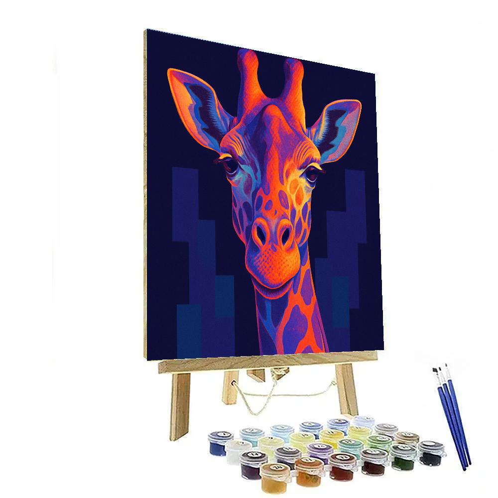 Violet Giraffe Skyline Calm painting number kit