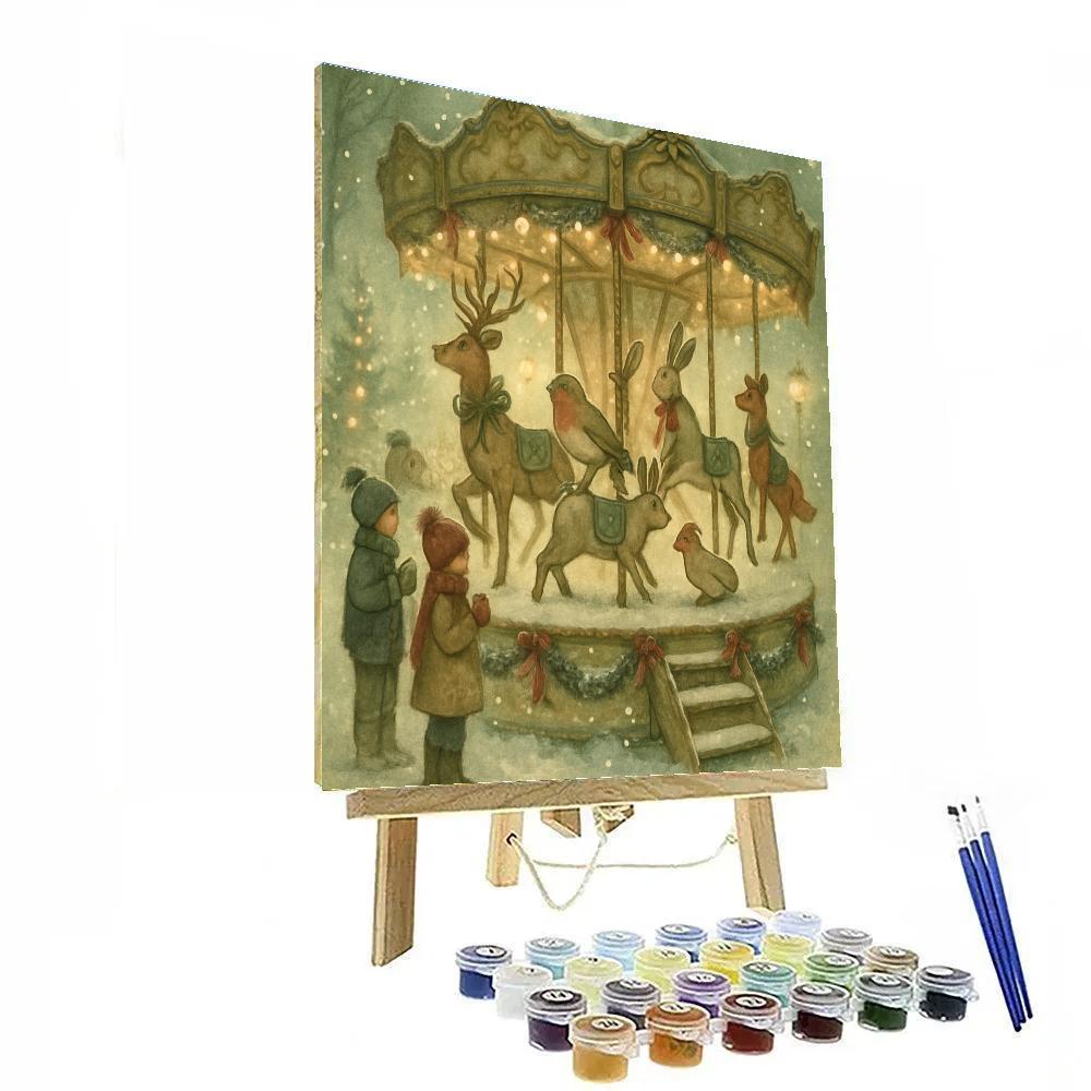 Snowy Carousel Of Woodland Ornaments paint by numbers
