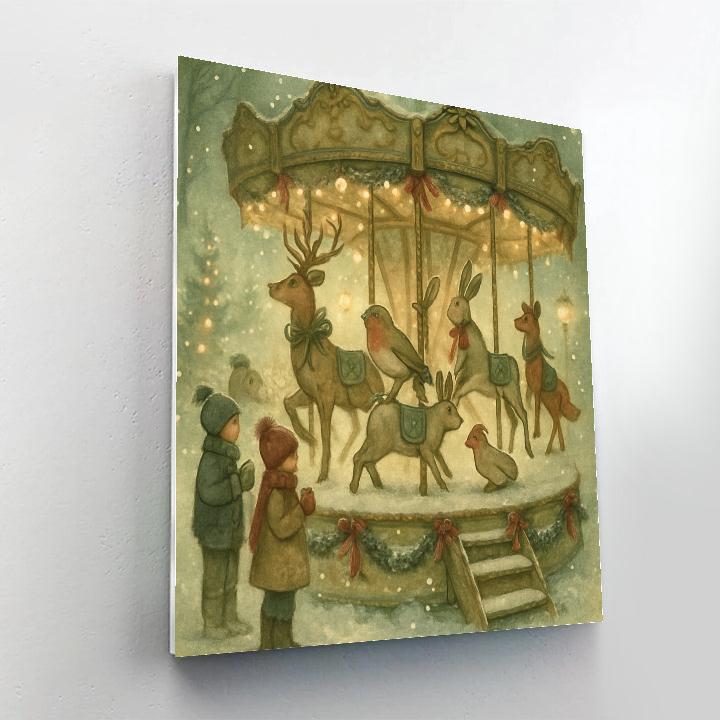Snowy Carousel Of Woodland Ornaments paint by numbers