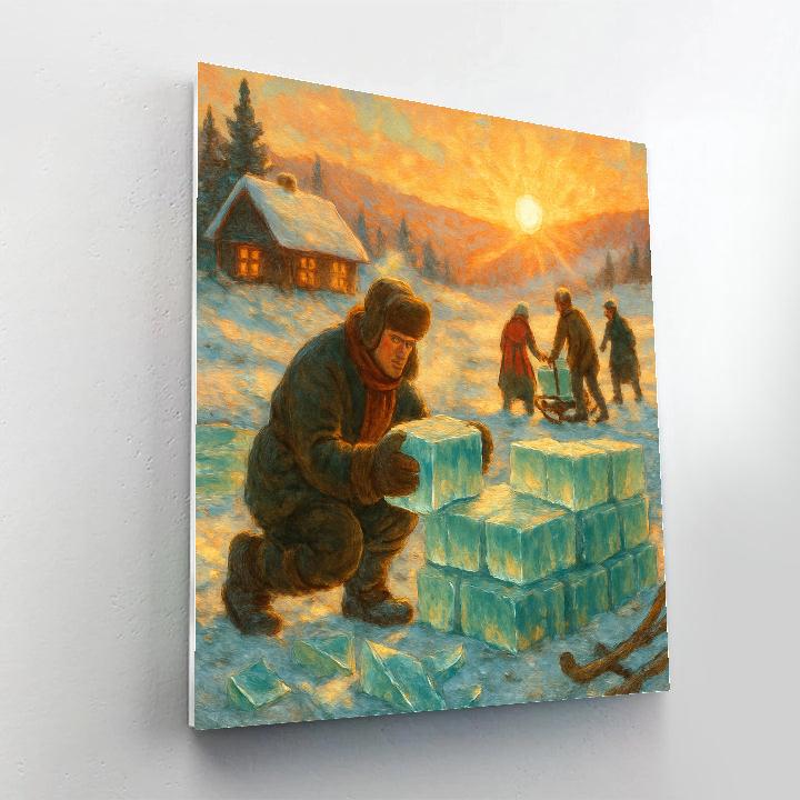 Golden Sunrise Over The Ice Harvest Pond painting number kit