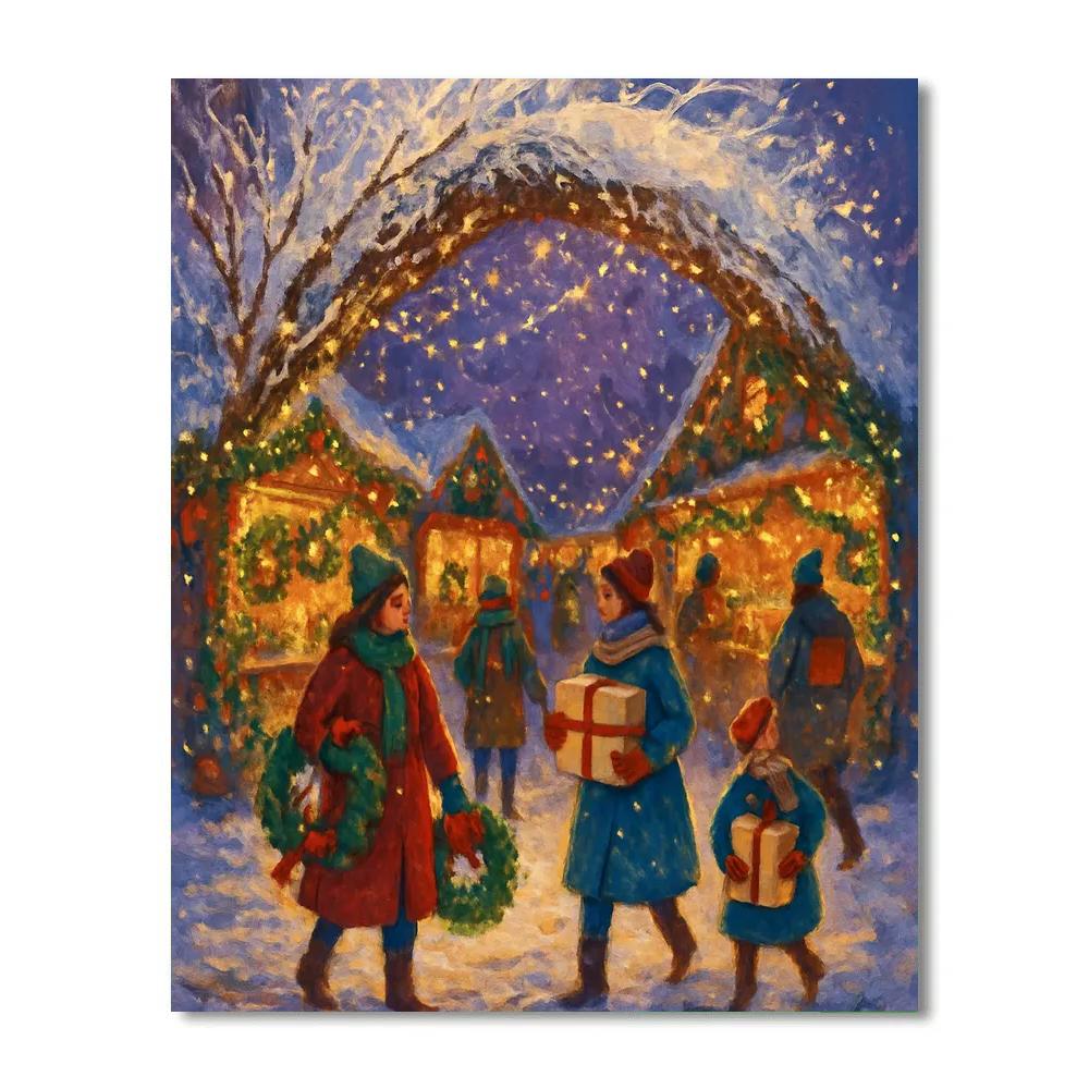 Holiday Market Under A Crystal Snow Arch Number painting