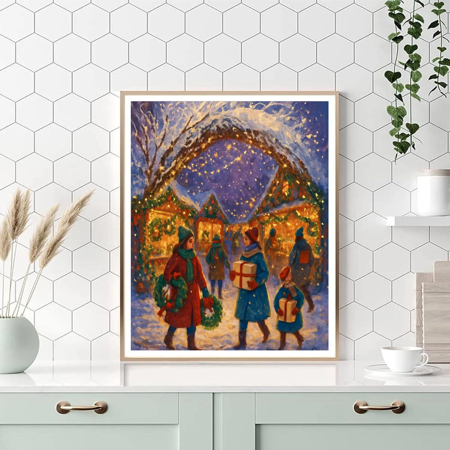 Holiday Market Under A Crystal Snow Arch Number painting