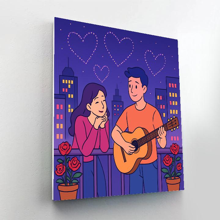 Valentines Day Starlit Balcony Serenade Number painting