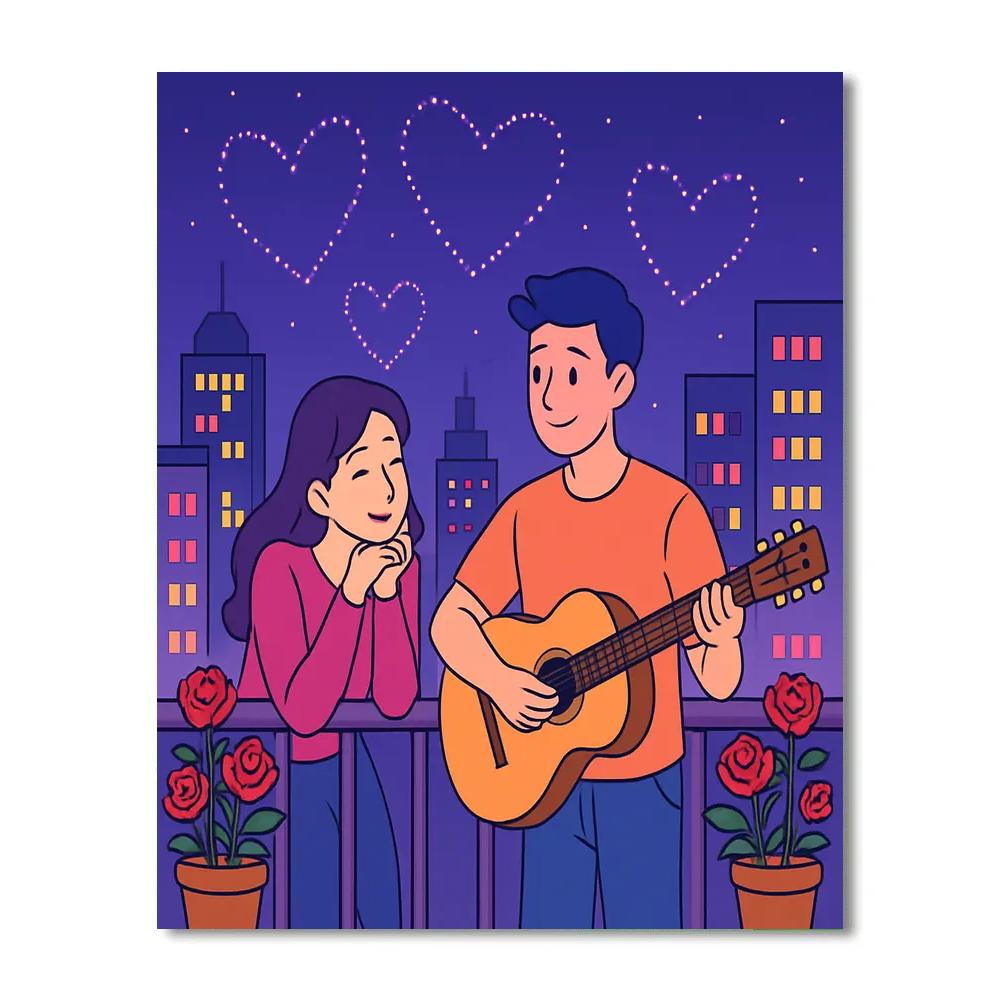 Valentines Day Starlit Balcony Serenade Number painting