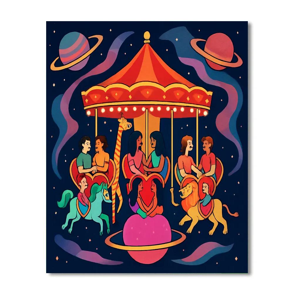 Cosmic Carousel Of Valentines Day Hearts painting number kit
