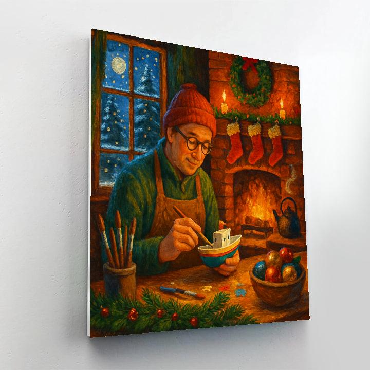 The Fireplace Workshop Of Toy Boats paint by numbersThe Fireplace Workshop of Toy Boats - DIY Painting By Numbers Kit - Image 2