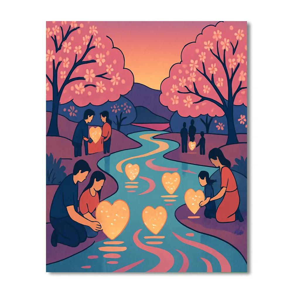 Lantern River Valentines Day Glow paint by color