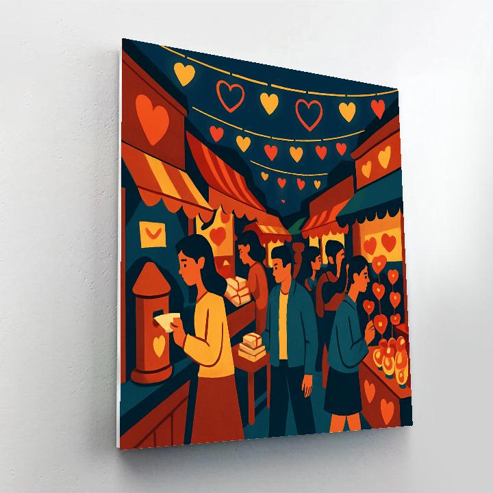 Street Market Of Secret Valentines Day Messages painting number kit