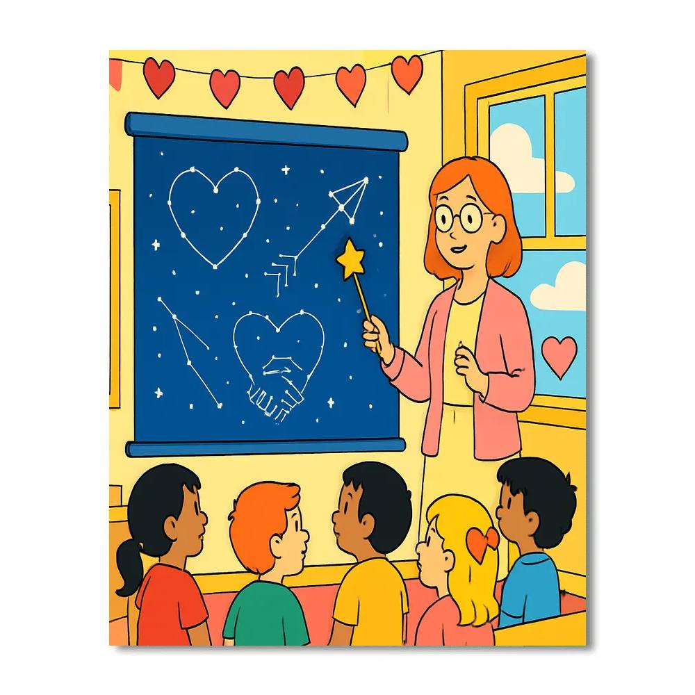 Valentines Day Constellation Classroom Number painting