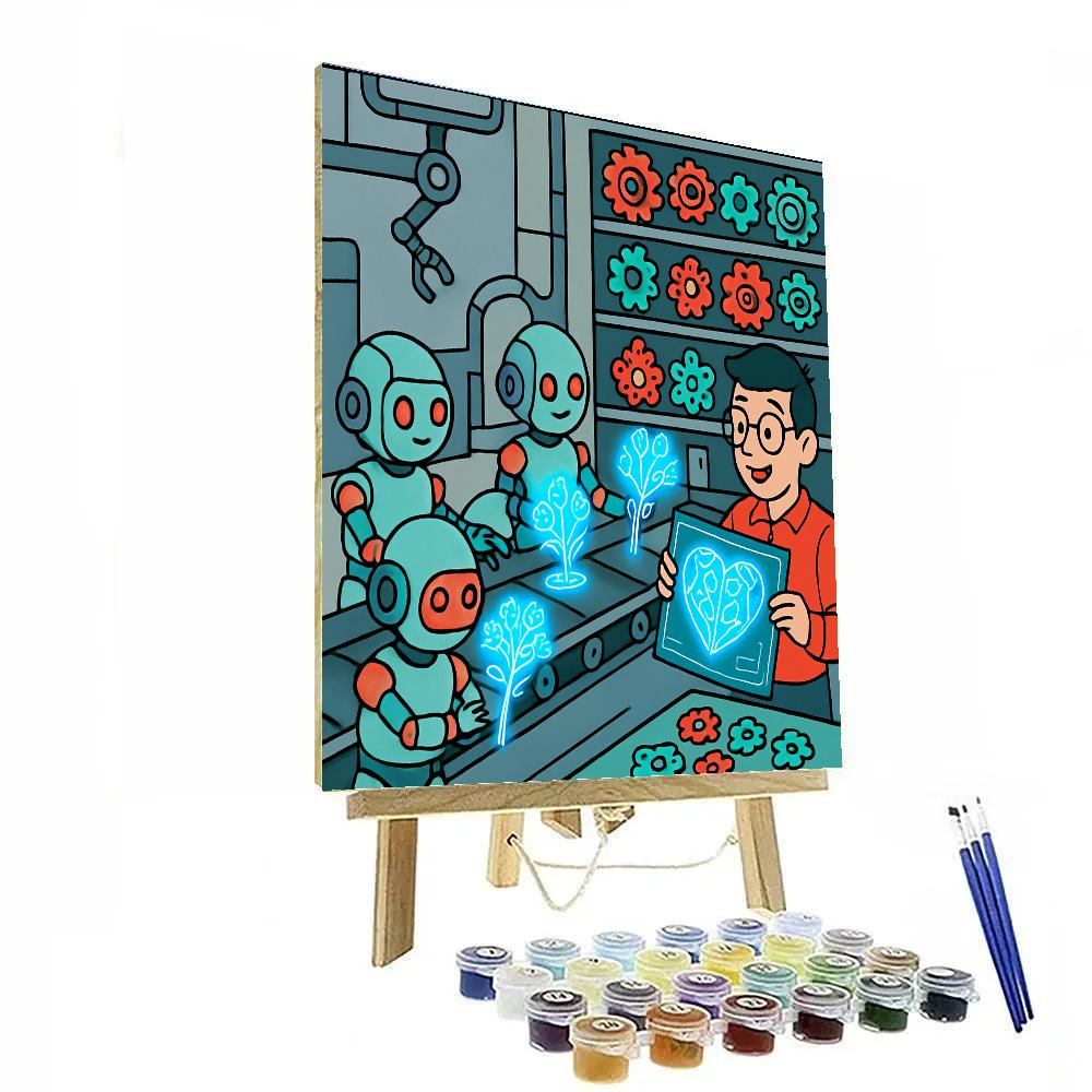 Robot Bouquet Workshop For Valentines Day Numbered painting kits