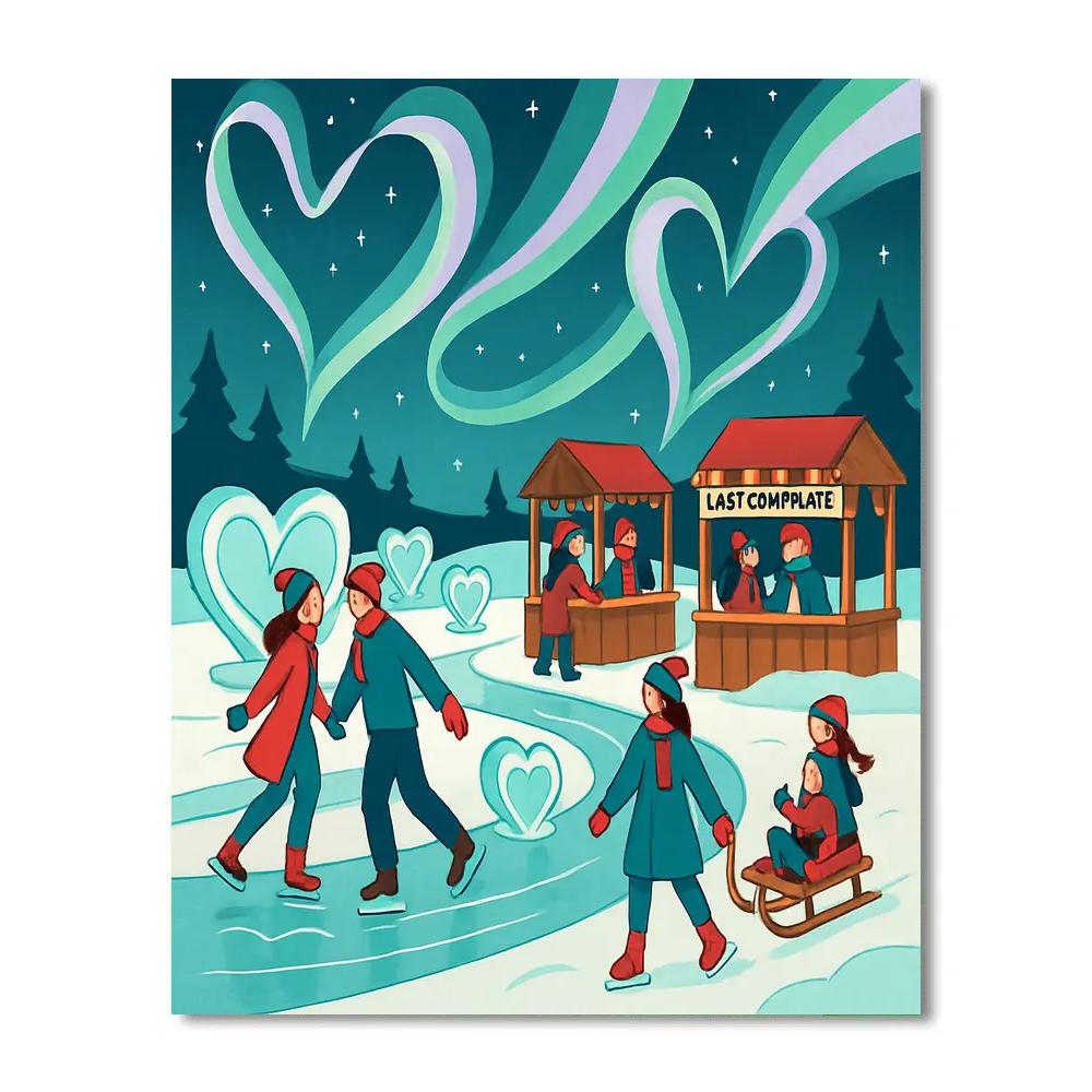 Aurora Over Valentines Day Ice Festival Paint by numbers art