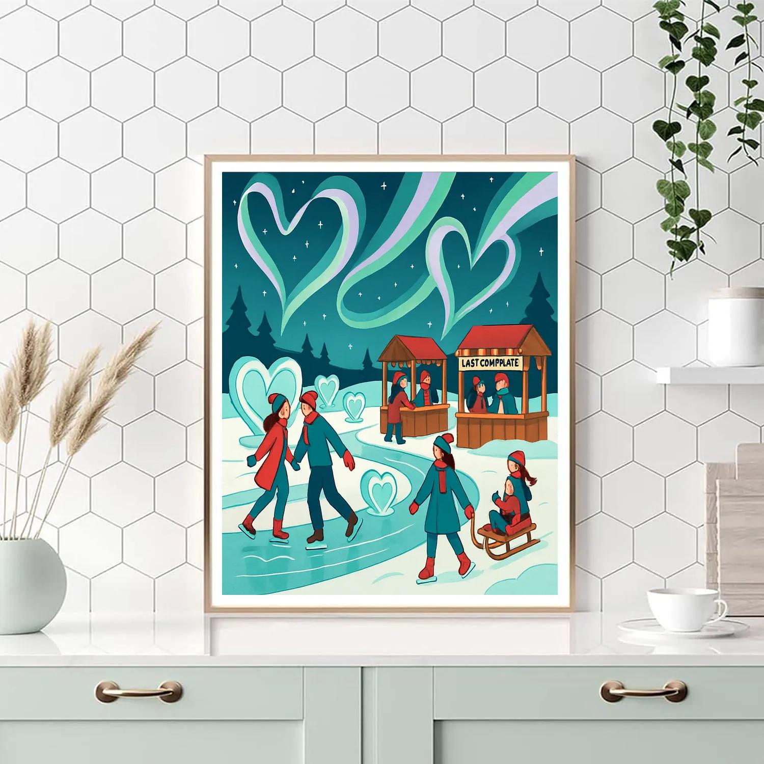 Aurora Over Valentines Day Ice Festival Paint by numbers art