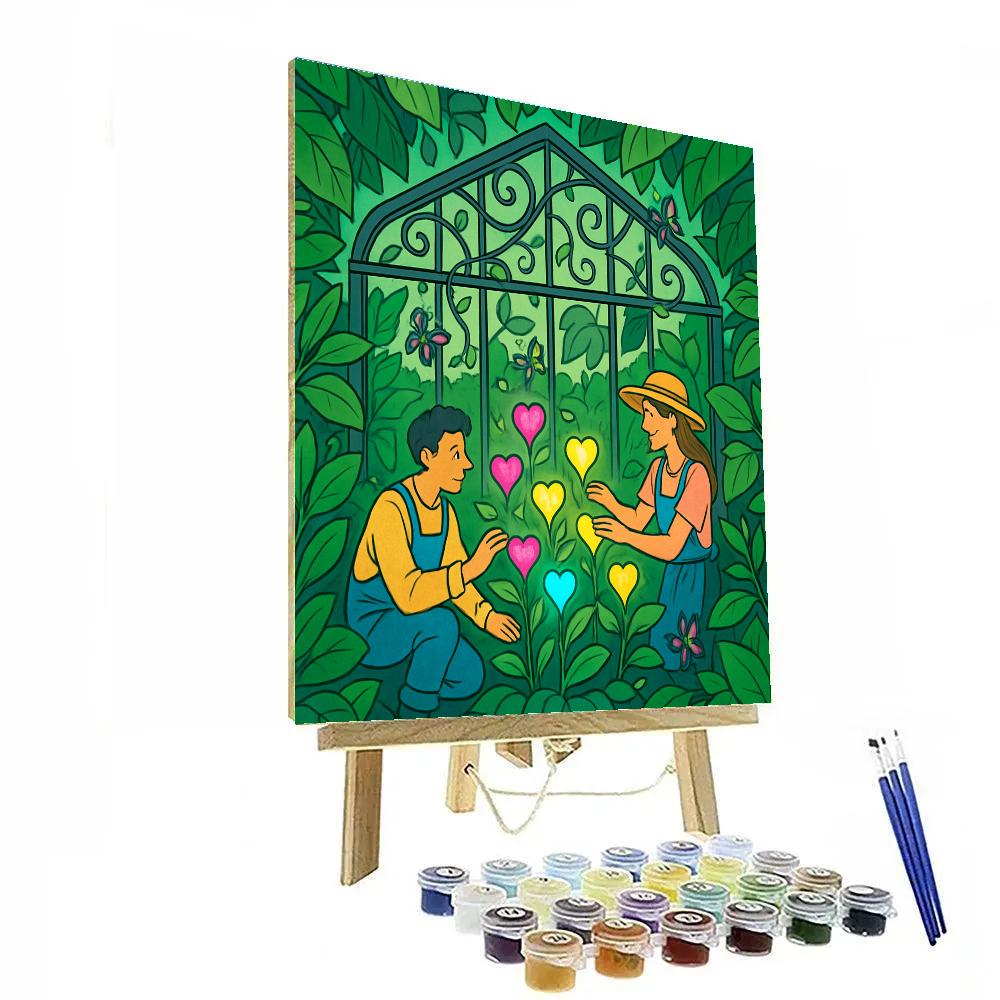Secret Greenhouse Valentines Day Bloom Number painting
