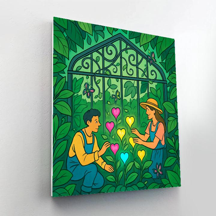 Secret Greenhouse Valentines Day Bloom Number painting