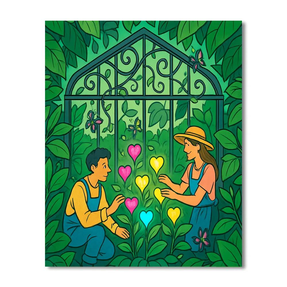 Secret Greenhouse Valentines Day Bloom Number painting