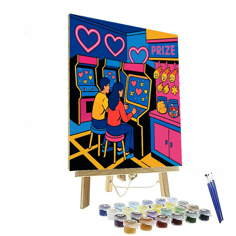 Valentines Day Arcade Of Pixel Hearts paint by color