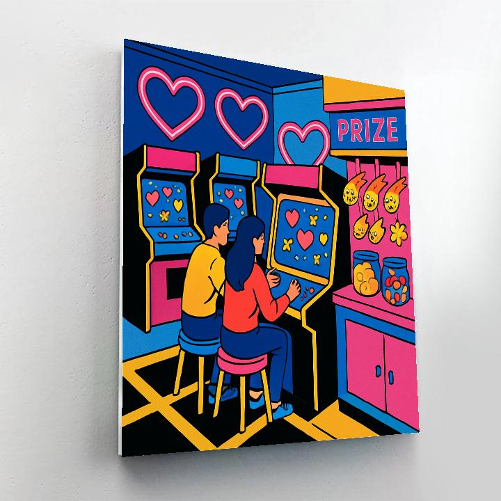 Valentines Day Arcade Of Pixel Hearts paint by color