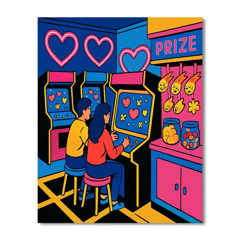 Valentines Day Arcade Of Pixel Hearts paint by color