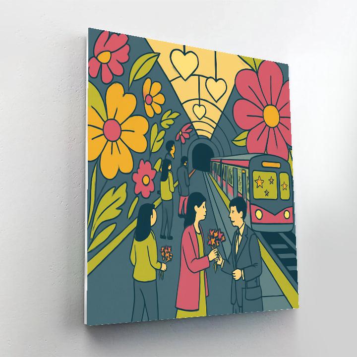 Valentines Day Flower Metro Station paint by numbers